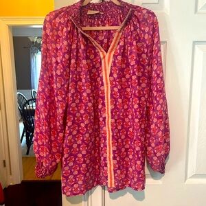 Rungolee Aspen Full Sleeve Blouse 100% Silk Size XL